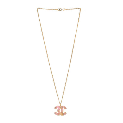 Chanel Crystal CC Necklace Pink Gold 3 of 5