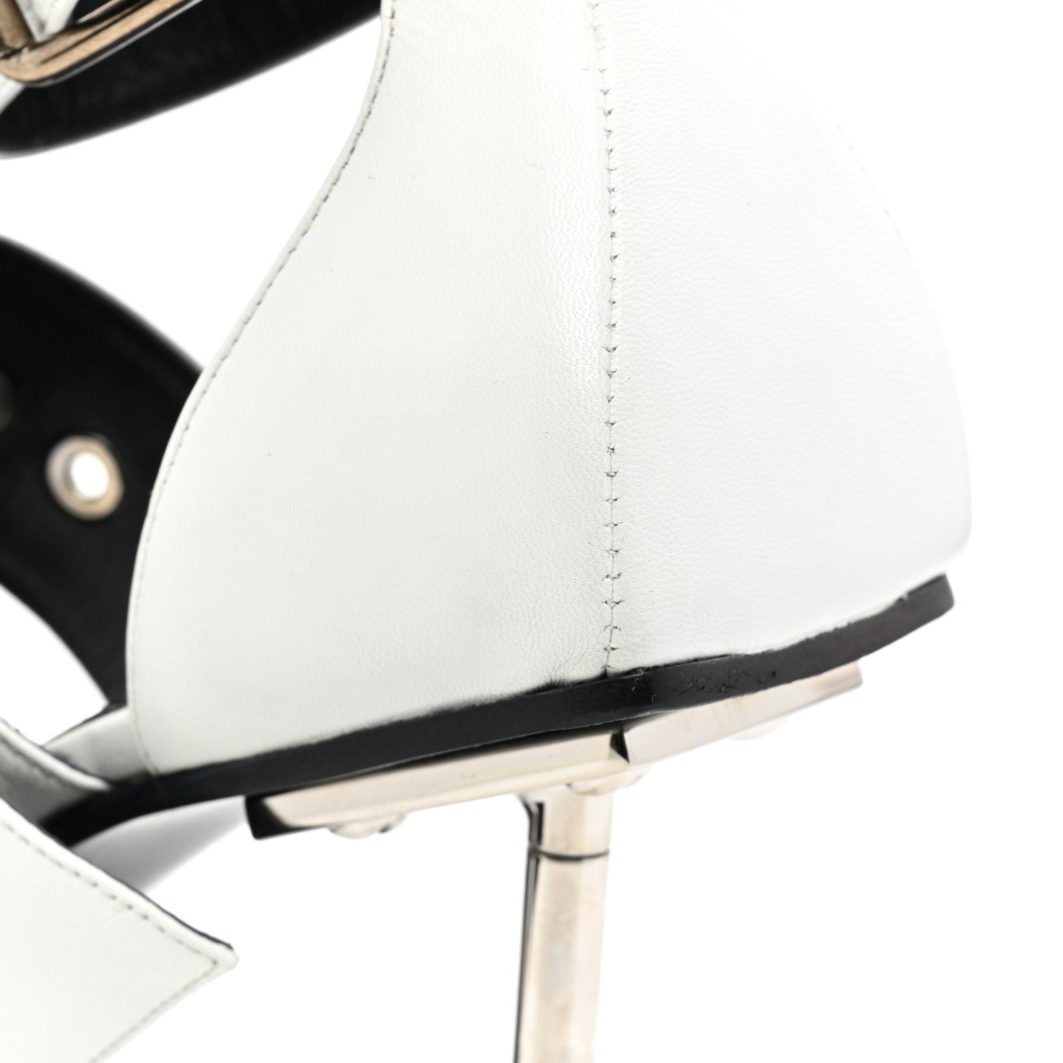 Balenciaga Shiny Kidskin Point Toe Buckle Pumps 38 White 13 of 13