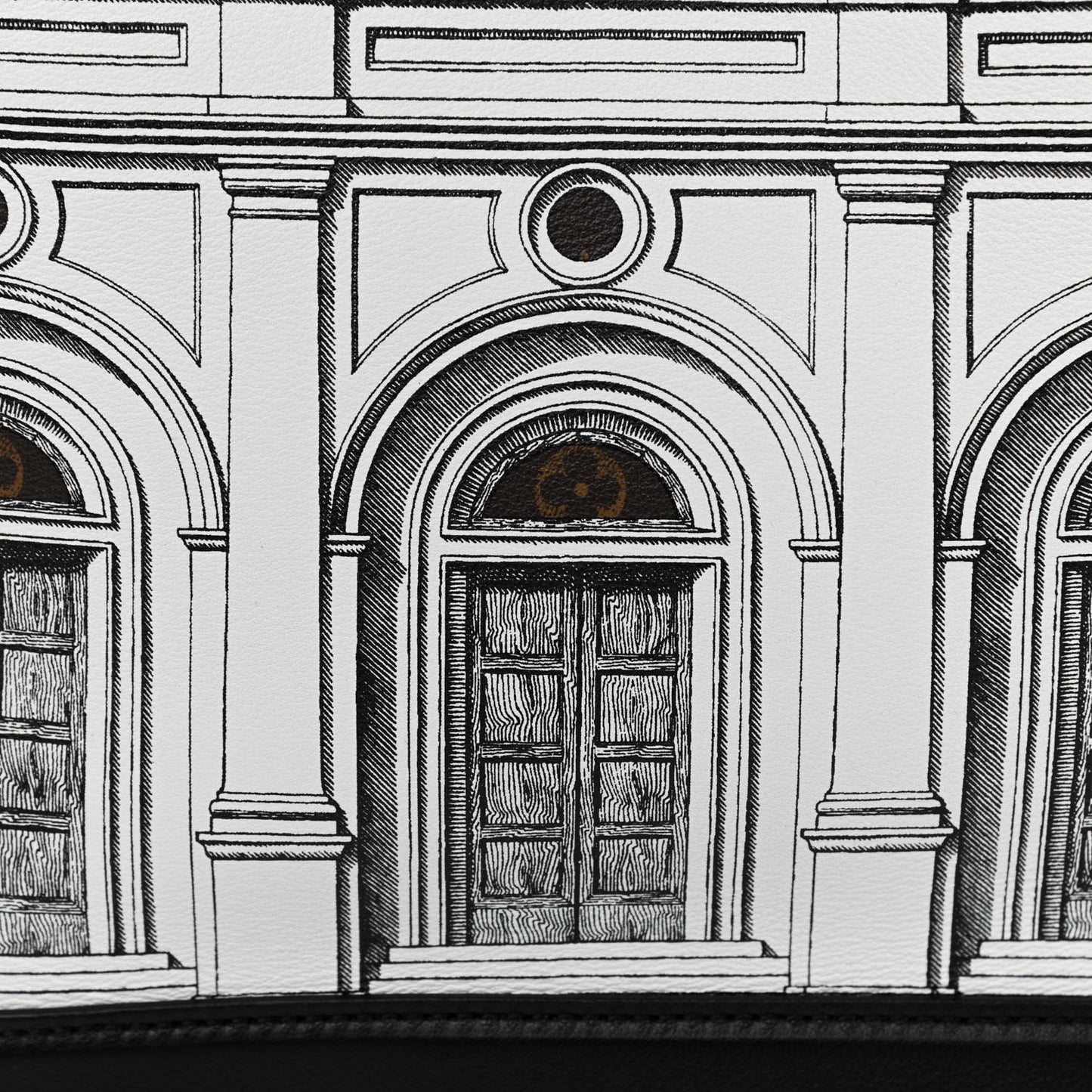 X FORNASETTI Calfskin Architettura Noe MM Black White