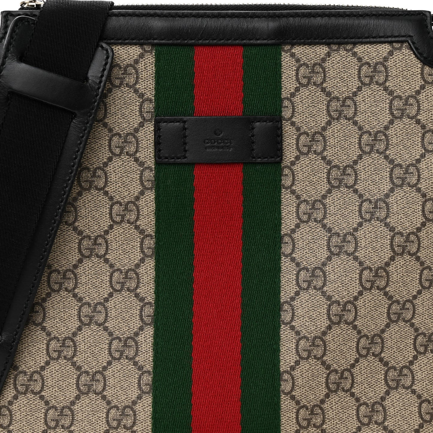 GG Supreme Monogram Web Messenger Bag Black