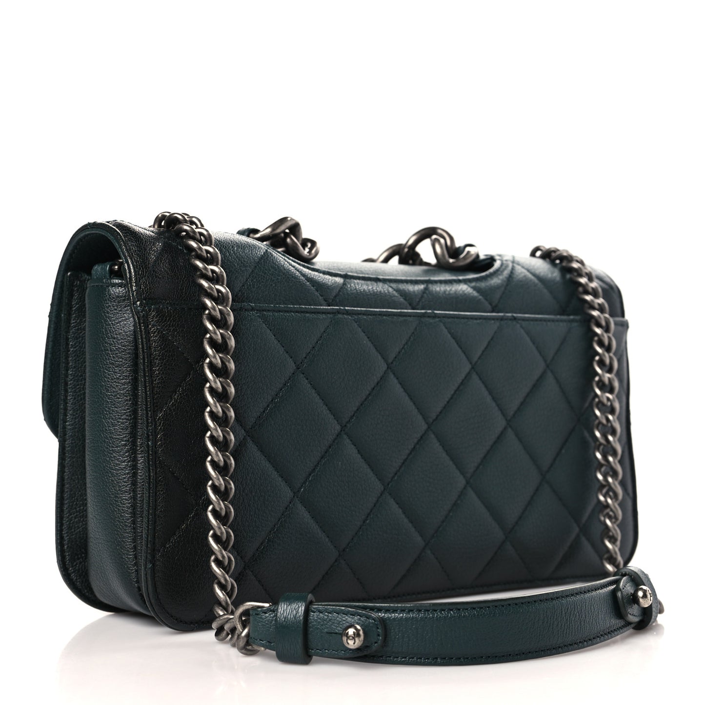 Goatskin Quilted Medium Perfect Edge Flap Green