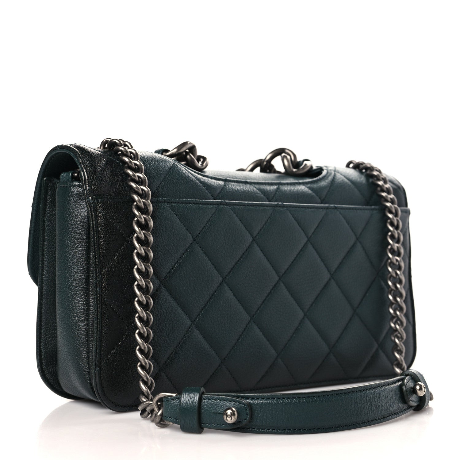 Chanel Goatskin Quilted Medium Perfect Edge Flap Green 3 of 9