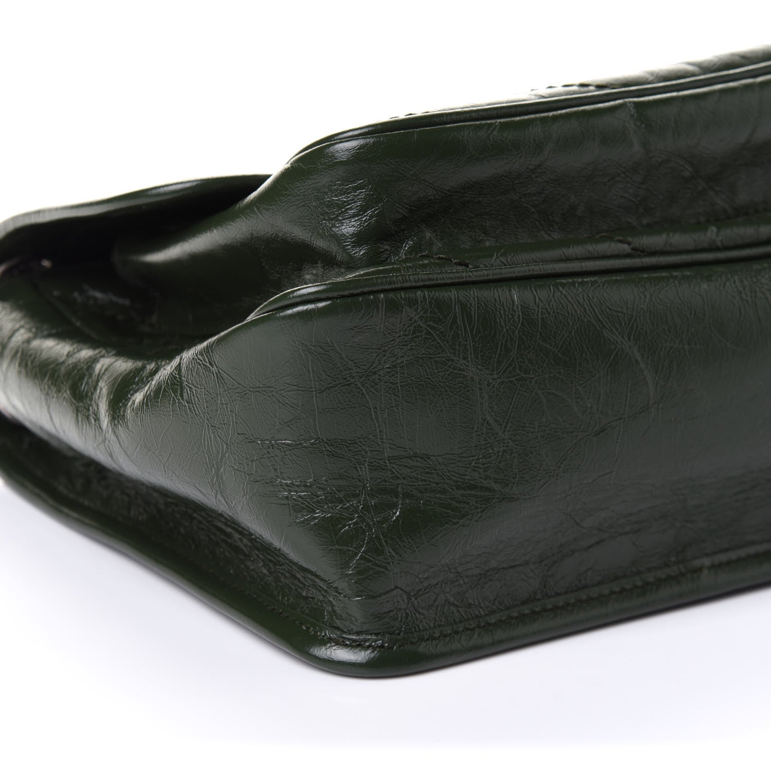 Saint Laurent Crinkled Calfskin Matelasse Monogram Medium Niki Chain Satchel Military Olive 10 of 11