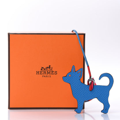 Hermes Togo Epsom Petit H Chihuahua Bag Charm Rose Lipstick Bleu Frida 6 of 6