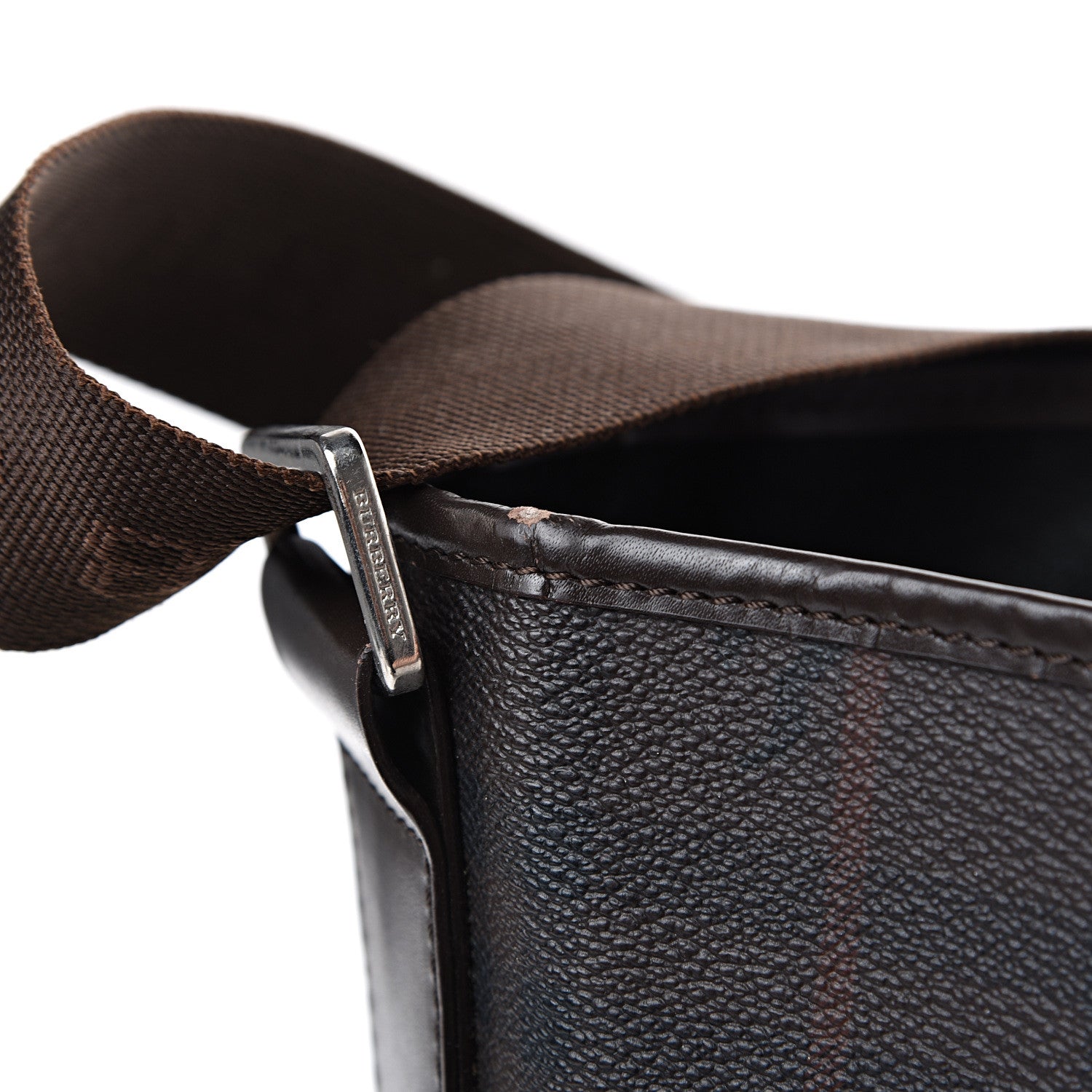 Burberry Smoked Haymarket Check Messenger Bag Brown 10 of 16