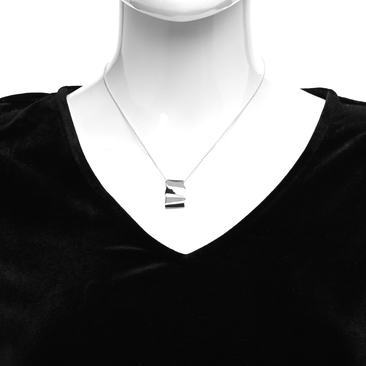 Tiffany Sterling Silver Frank Gehry Fold Pendant Necklace 2 of 5