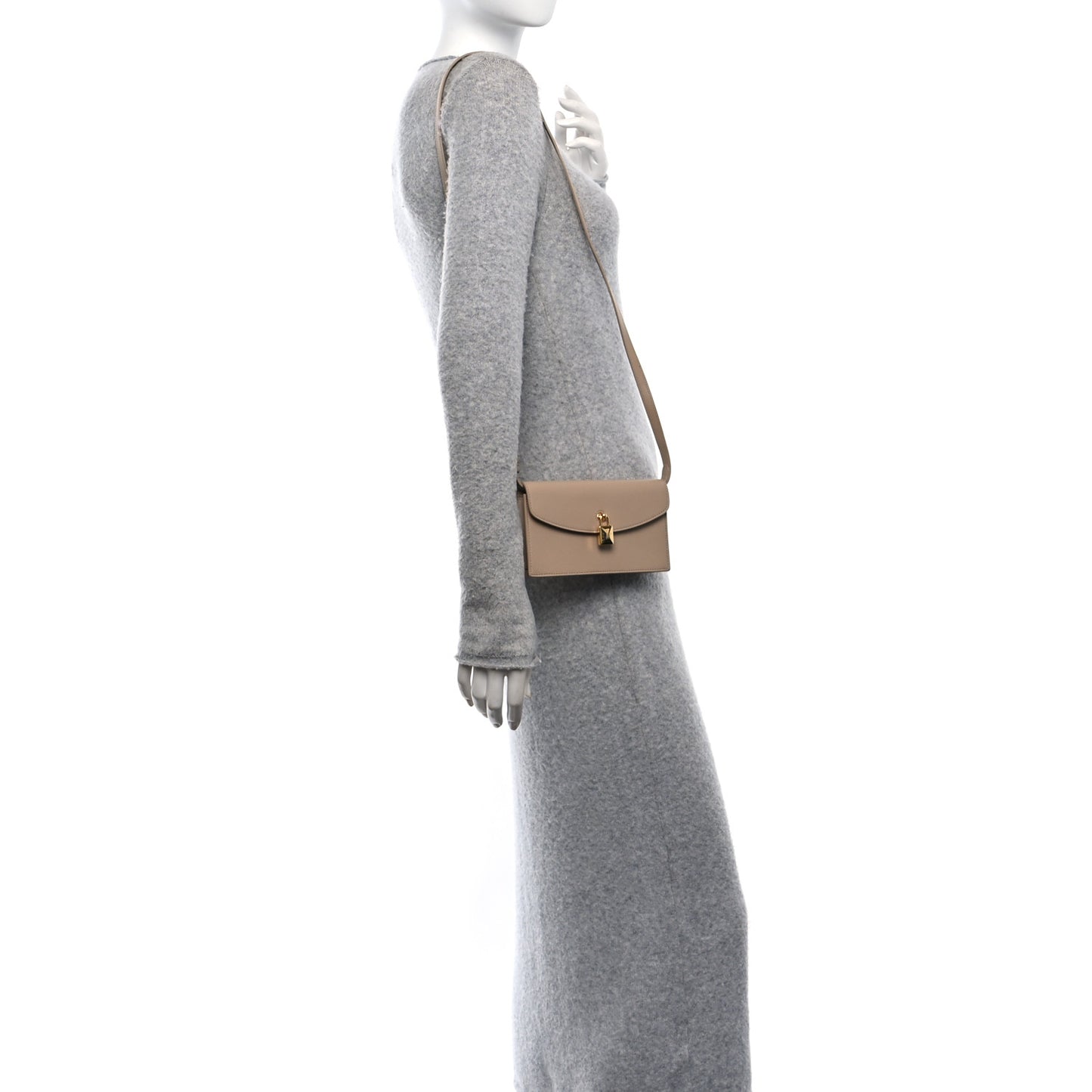 Grained Calfskin Extra Pochette Light Mastic Sun Gold