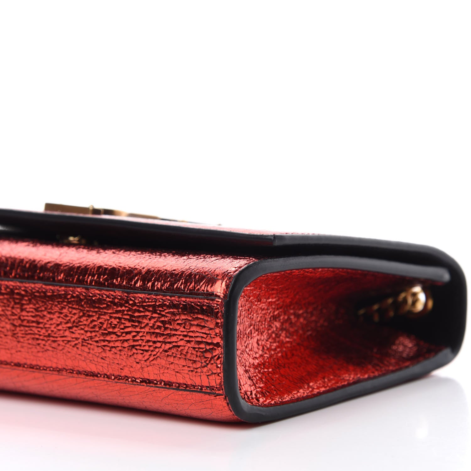Saint Laurent Metallic Calfskin Small Classic Monogram Kate Satchel Red 7 of 9