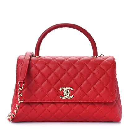 Chanel Caviar Quilted Small Coco Handle Flap Red 1 of 8