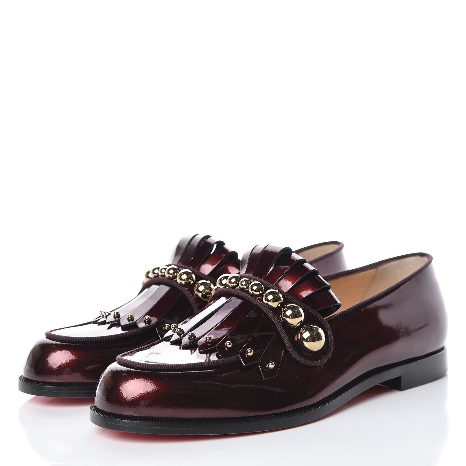 Christian Louboutin CHRISTIAN LOUBOUTIN Mirror Patent Octavian Bolla Flat Loafer 38.5 Ruby 3 of 12
