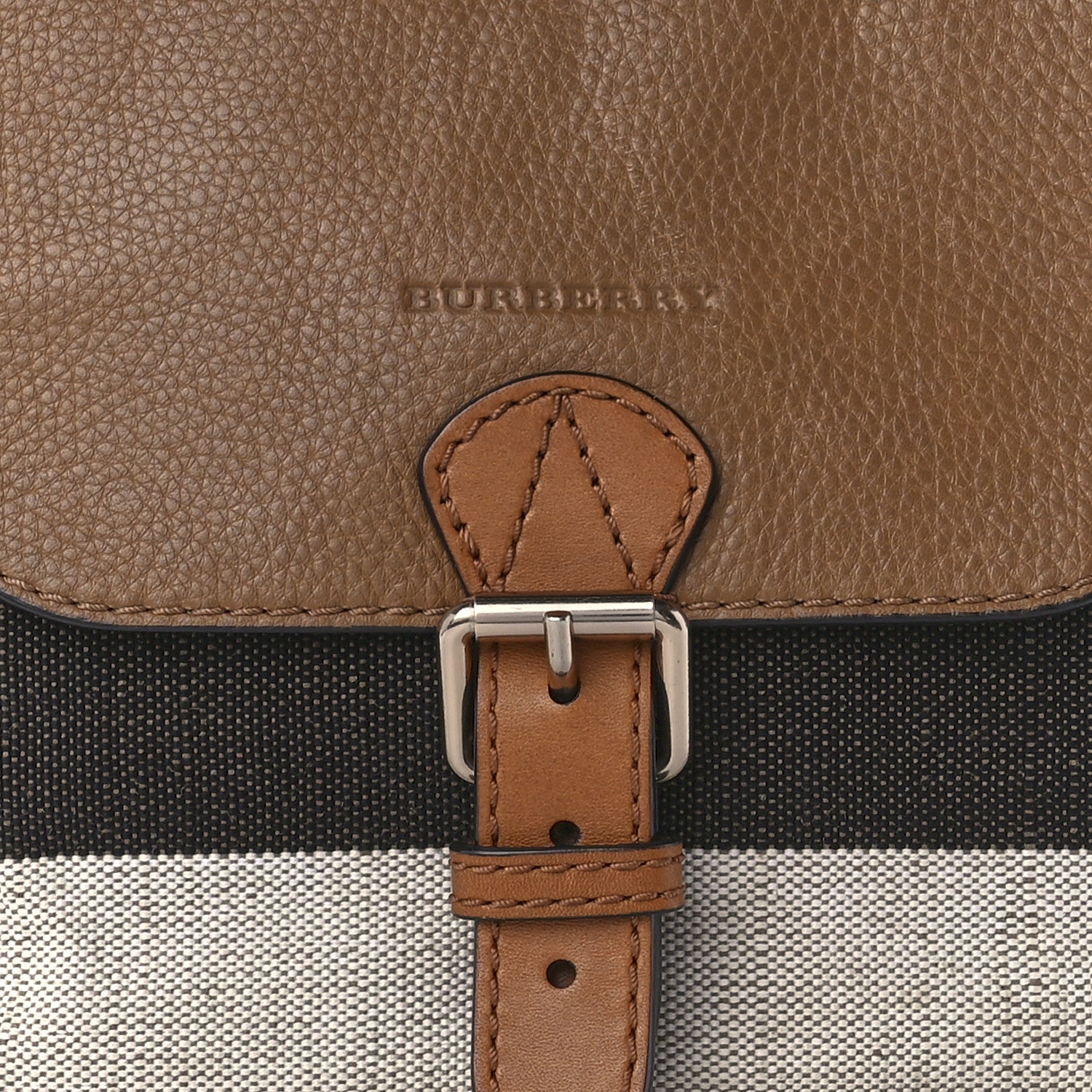 Burberry Mega Check Grainy Calfskin Small Gowan Messenger Bag Saddle Brown 14 of 24