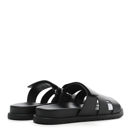 Hermes Calfskin Womens Chypre Sandals 40.5 Black 4 of 8