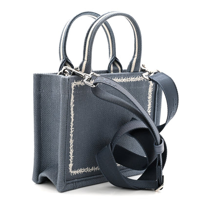 Christian Dior Canvas Embroidered Les Fleurs du Mal Mini Book Tote  Blue White 3 of 11