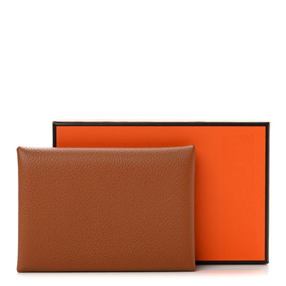 Hermes Evercolor Calvi Duo Card Case Gold 8 of 8