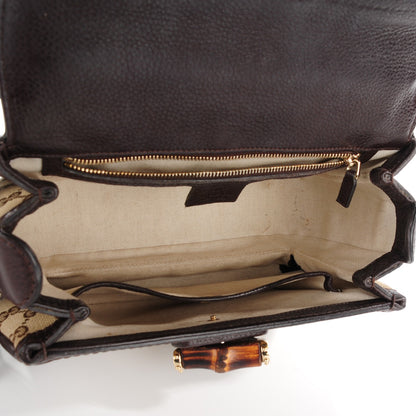 Gucci Monogram Medium New Bamboo Top Handle Bag Dark Brown 5 of 9