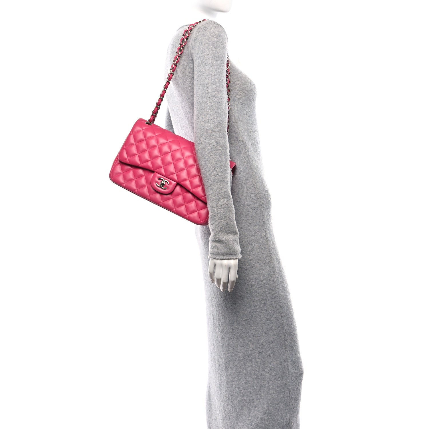 Chanel Lambskin Quilted Jumbo Double Flap Dark Pink 2 of 10