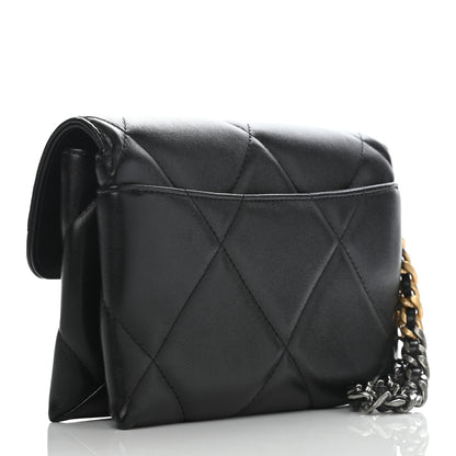 Chanel Lambskin Quilted Chanel 19 Flap Clutch Black 3 of 9