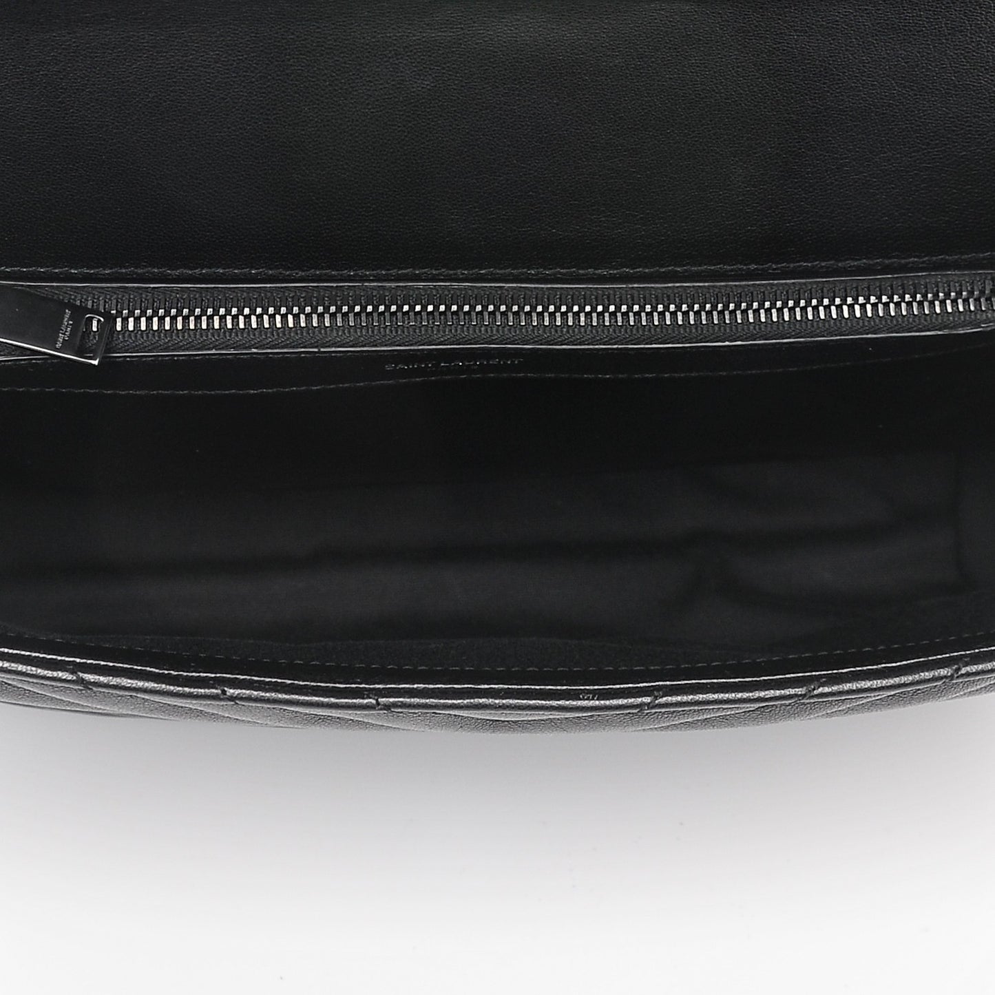 Sheepskin Matelasse Chevron Monogram Monochrome Large College Satchel Black