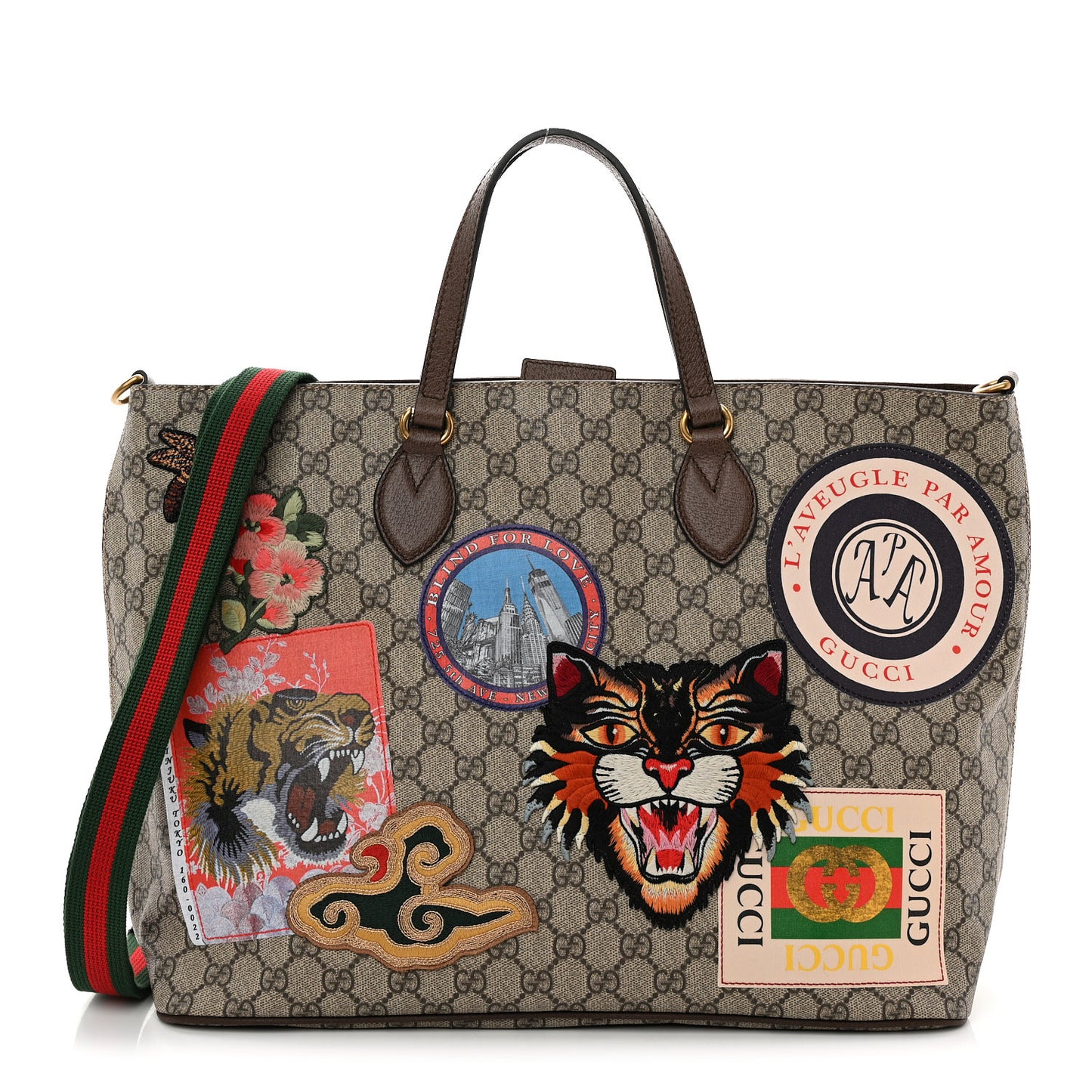 Soft GG Supreme Monogram Courrier Medium Crossbody Tote Beige New Acero