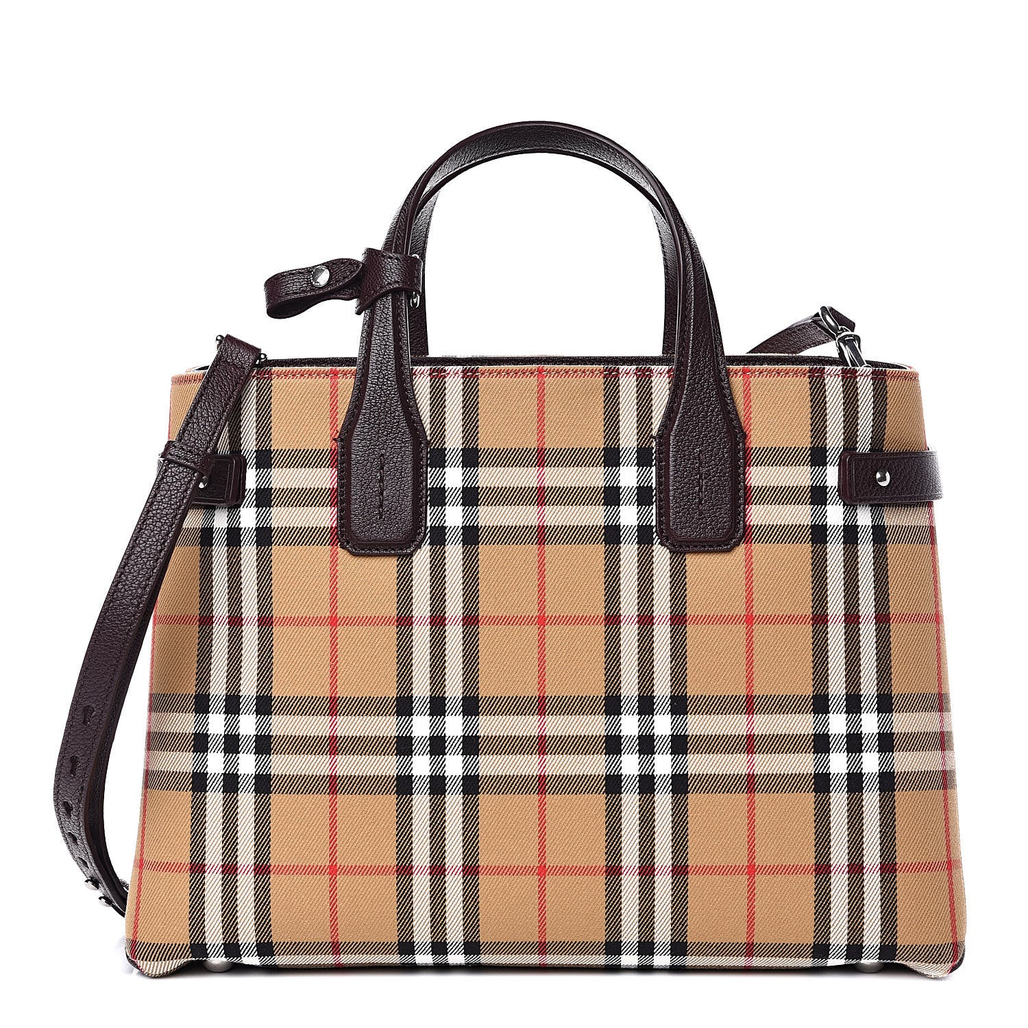 Burberry Goatskin Vintage Check Medium Banner Tote Deep Claret 1 of 9
