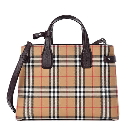 Burberry Goatskin Vintage Check Medium Banner Tote Deep Claret 1 of 9