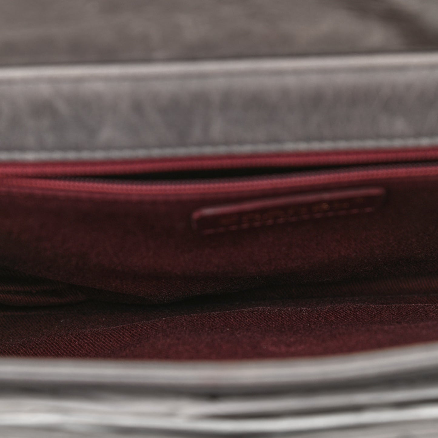 Glazed Calfskin Quilted Large Perfect Edge Flap Grey