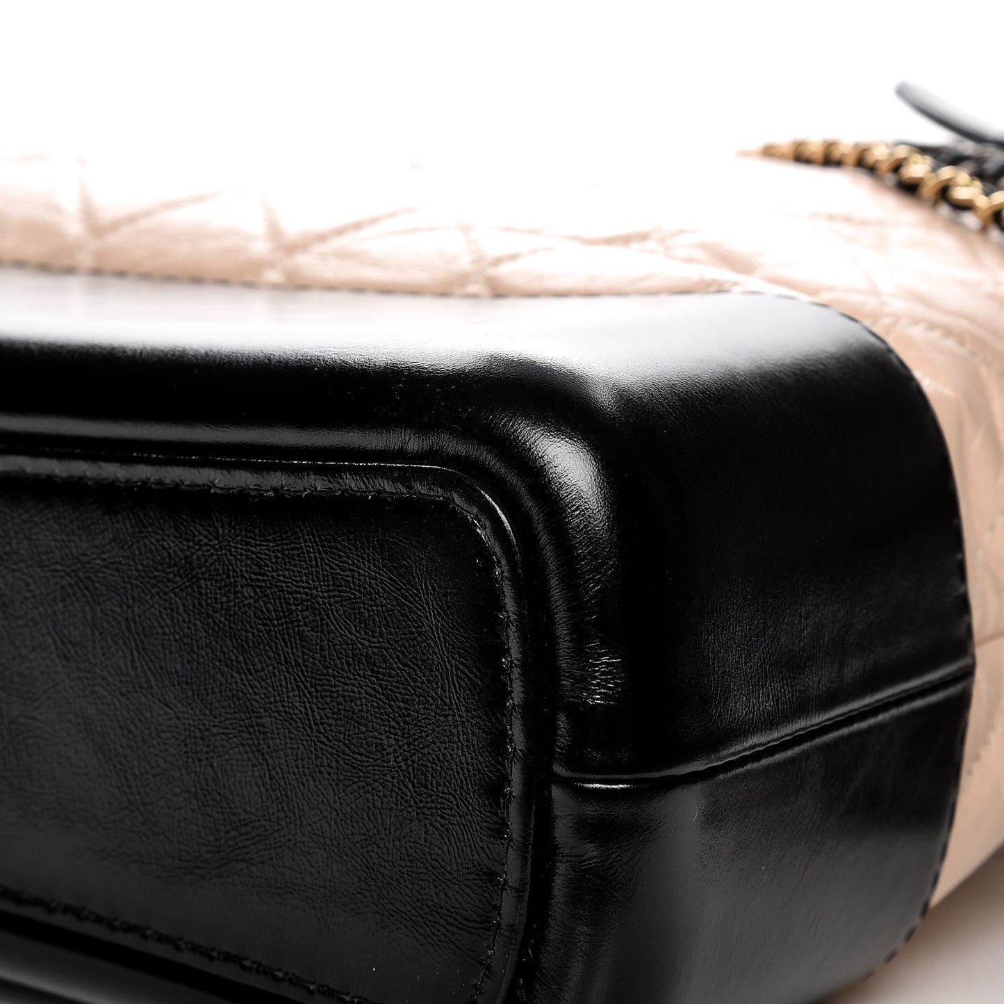 Aged Calfskin Quilted Large Gabrielle Hobo Beige Black