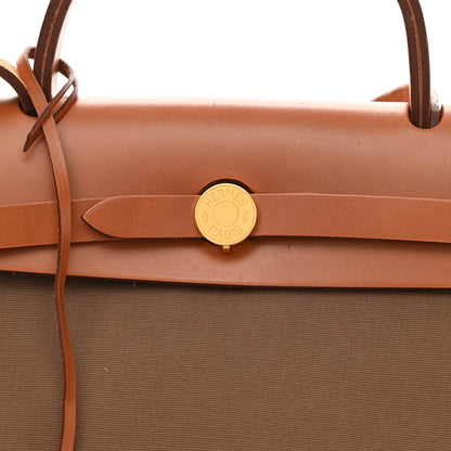 Hermes Vache Hunter Toile Herbag Zip 31 PM Etoupe Dune Fauve 7 of 13