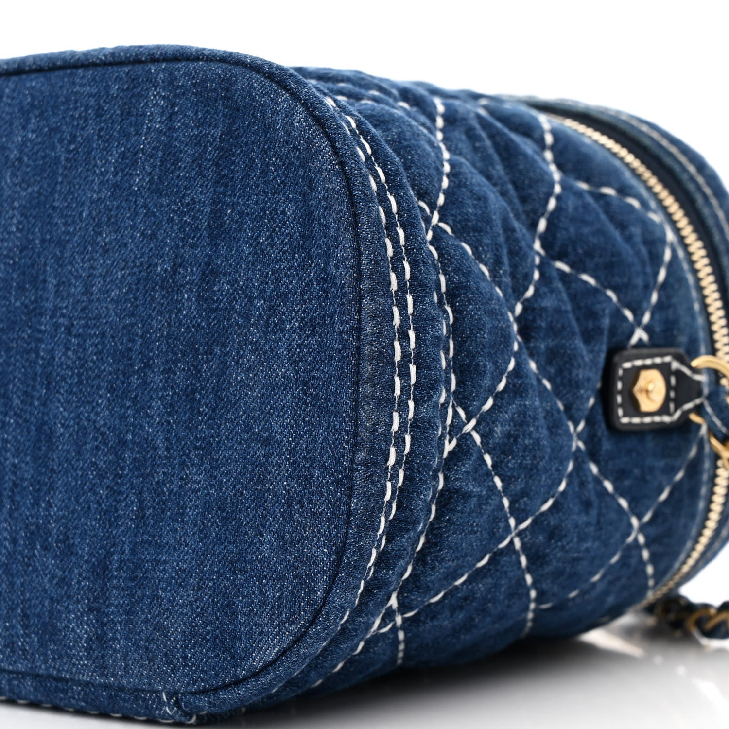 Chanel Denim Quilted Denim Trip Vanity Cosmetic Case Blue 10 of 10