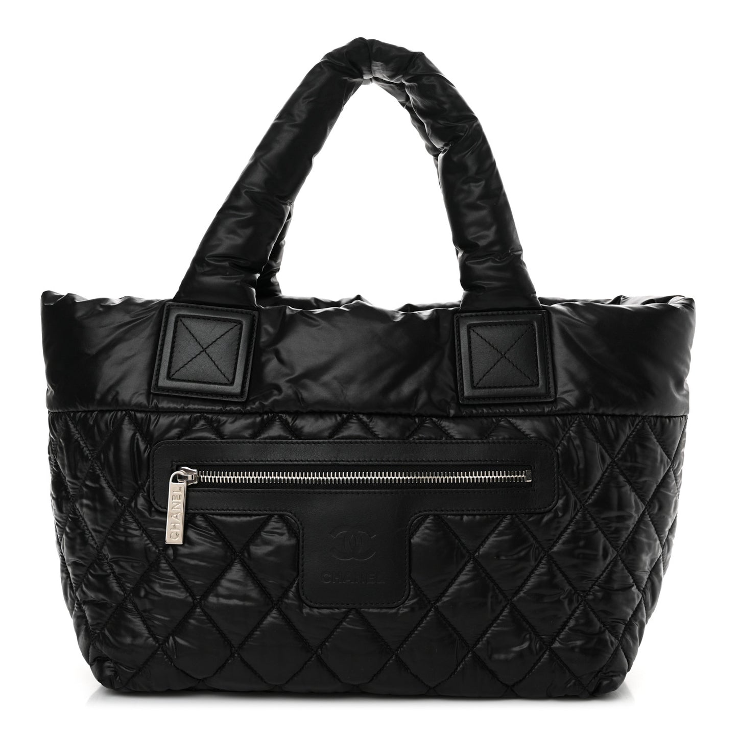Nylon Quilted Coco Cocoon Medium Reversible Tote Black Red