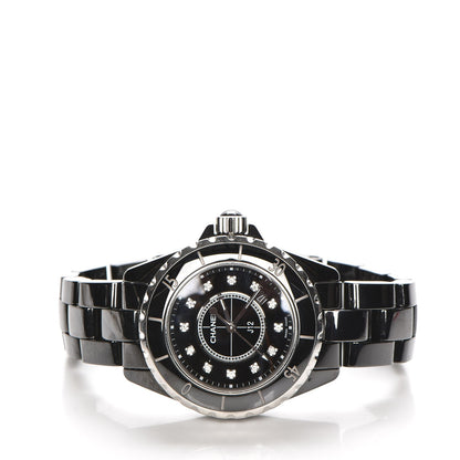 Chanel Stainless Steel Ceramic Diamond 33mm J12 Quartz Watch Black 3 of 7