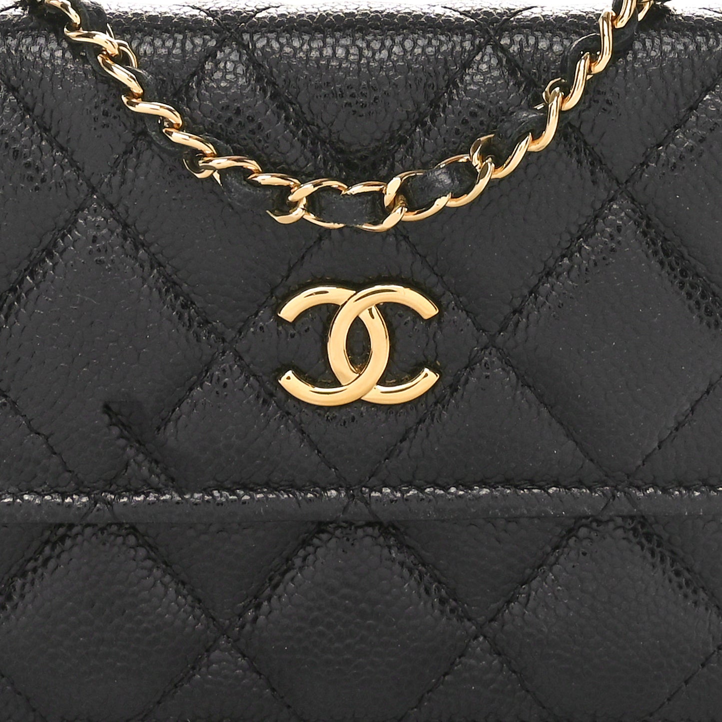 Caviar Quilted Miss Coco Clutch With Chain  Black
