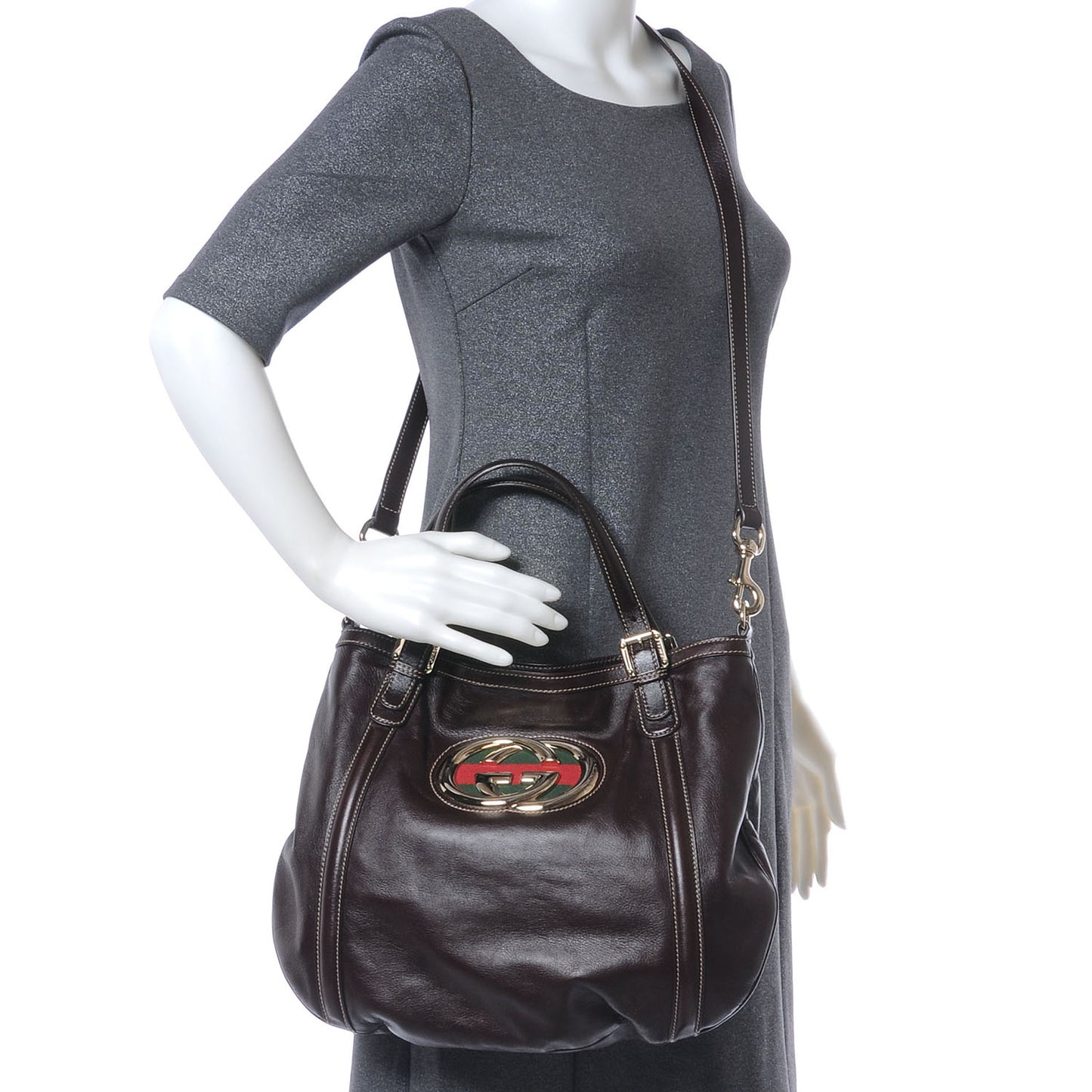 Leather Medium Britt Bag Dark Brown