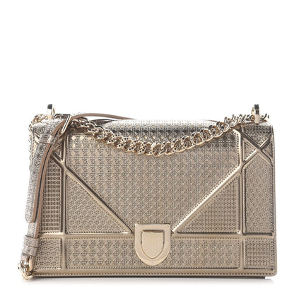 Christian Dior Metallic Patent Micro-Cannage Medium Diorama Flap Bag Gold 1 of 9