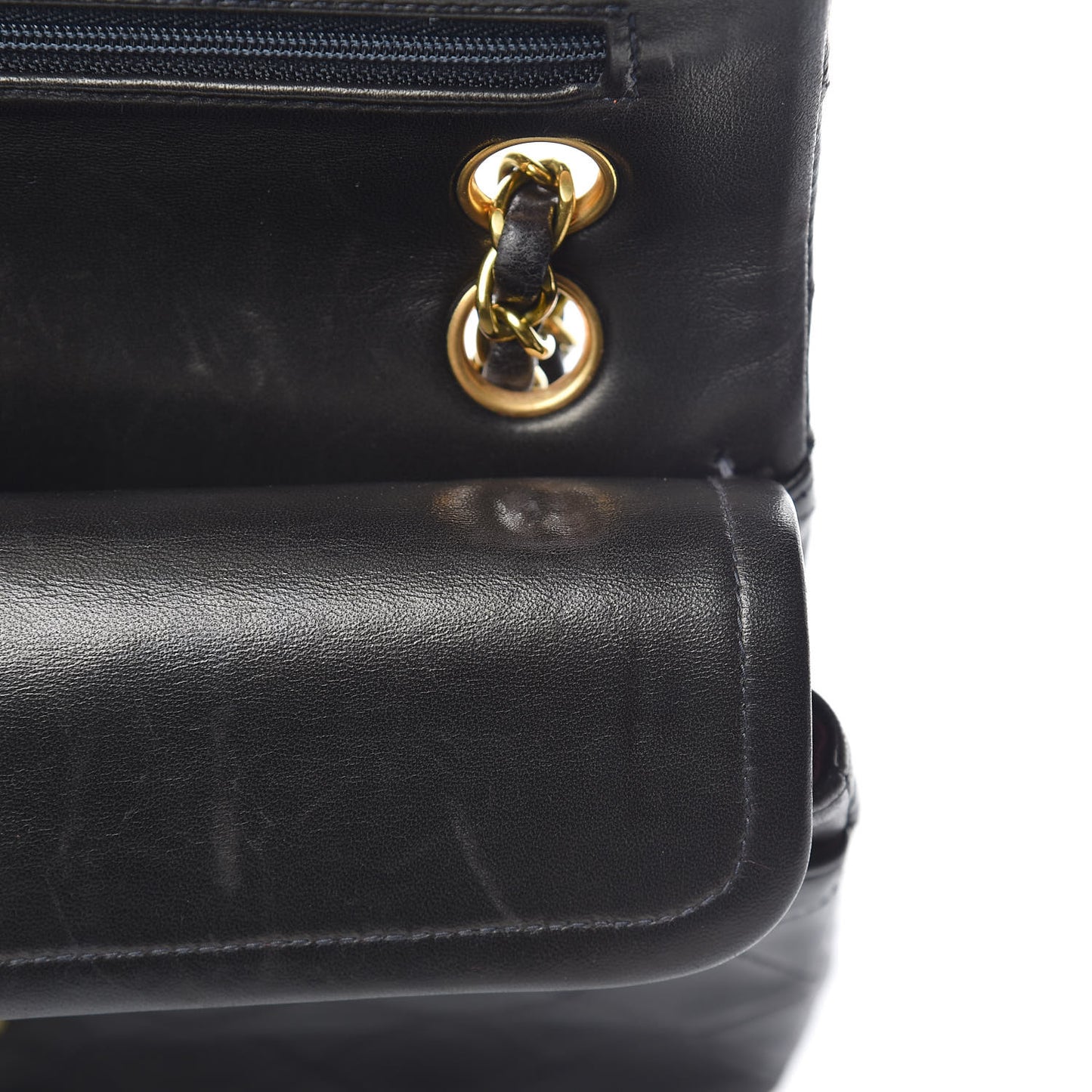 Lambskin Quilted Small Double Flap Black