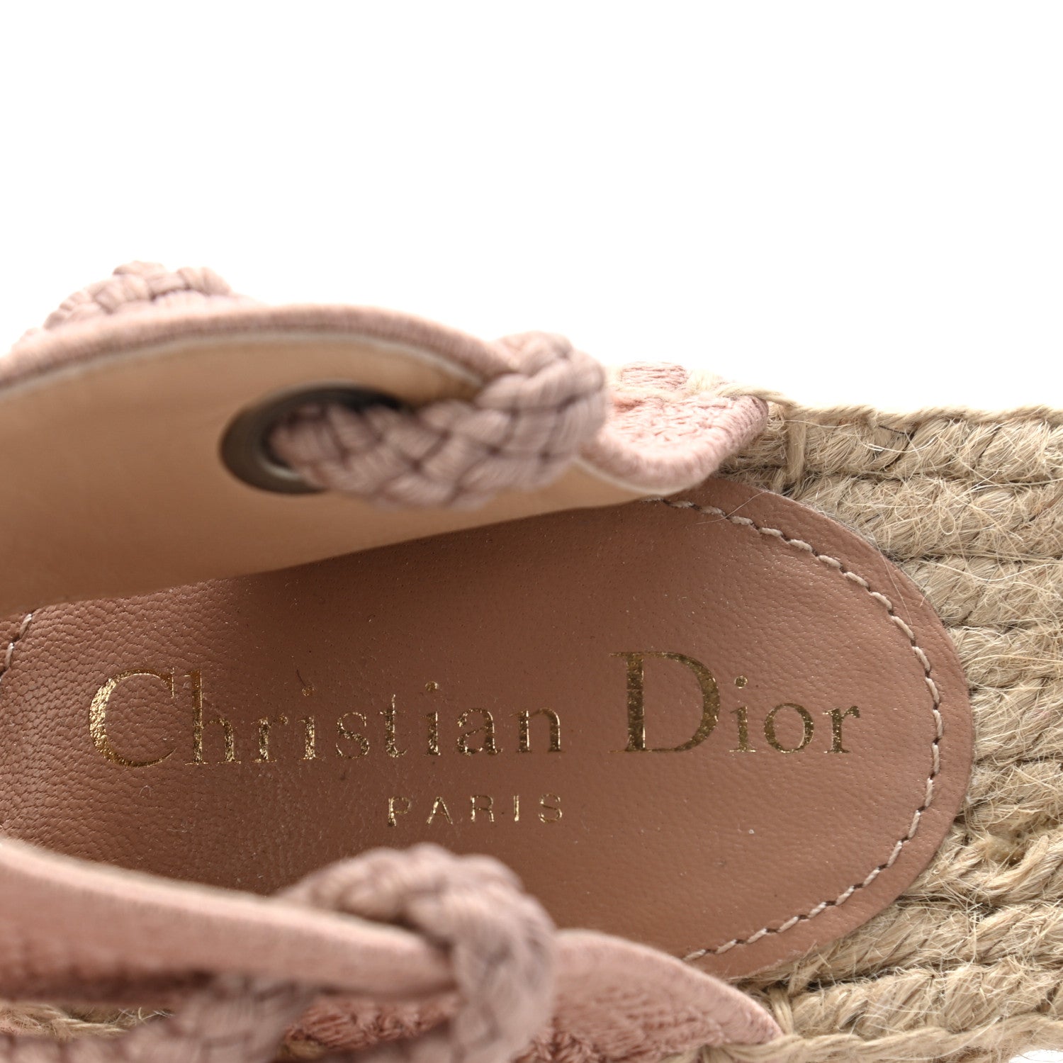Christian Dior Canvas Embroidered Granville Ankle Tie Espadrille Wedges 38 Pink 6 of 8
