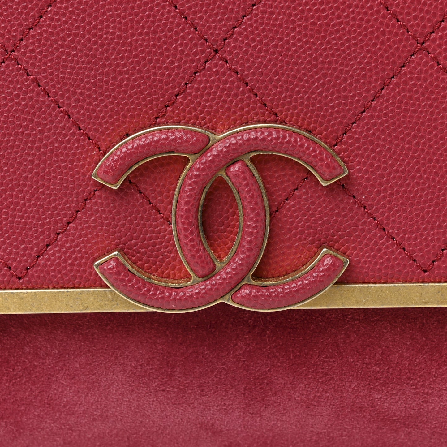 Caviar Suede Stitched Lady Coco Flap Pink