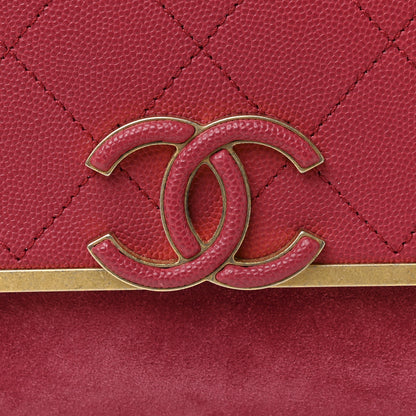 Chanel Caviar Suede Stitched Lady Coco Flap Pink 8 of 11