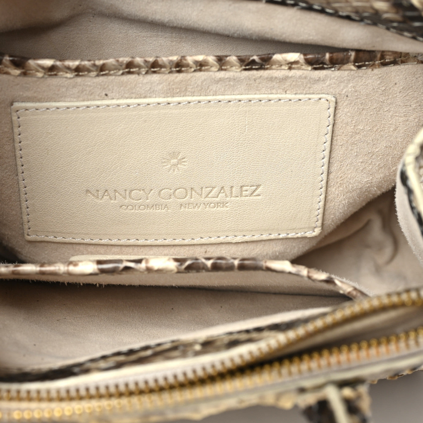 Python Top Handle Bag Grey White