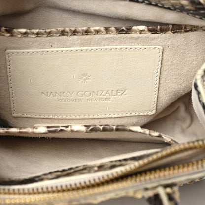 Nancy Gonzalez Python Top Handle Bag Grey White 6 of 9