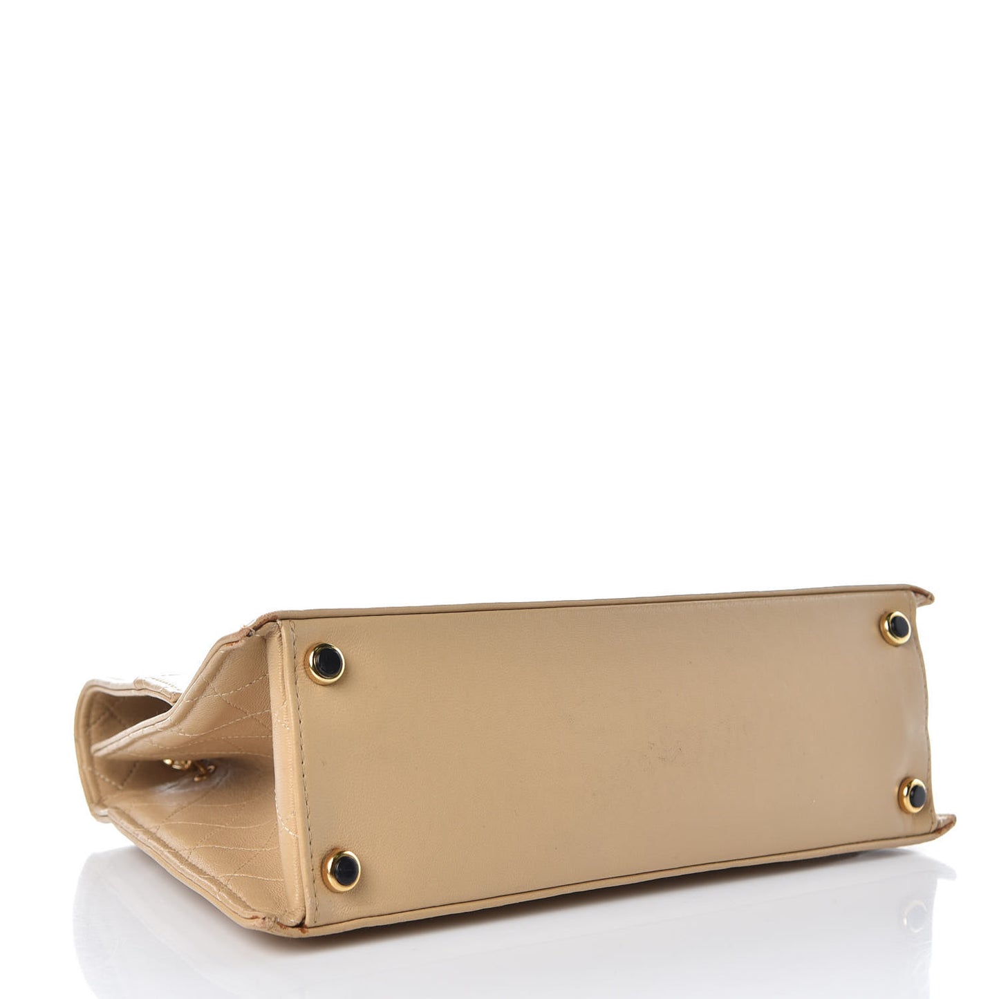 Lambskin Quilted Trapezoid Shoulder Flap Bag Beige