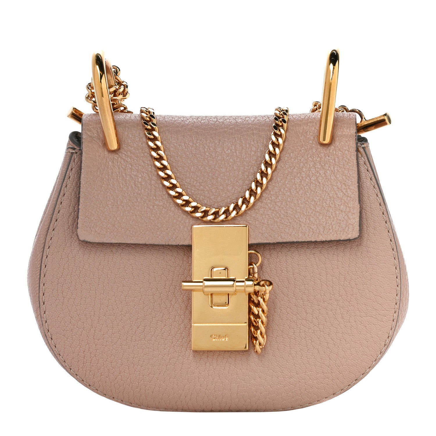 Chloe Grained Lambskin Mini Drew Shoulder Bag Cement Pink 1 of 14