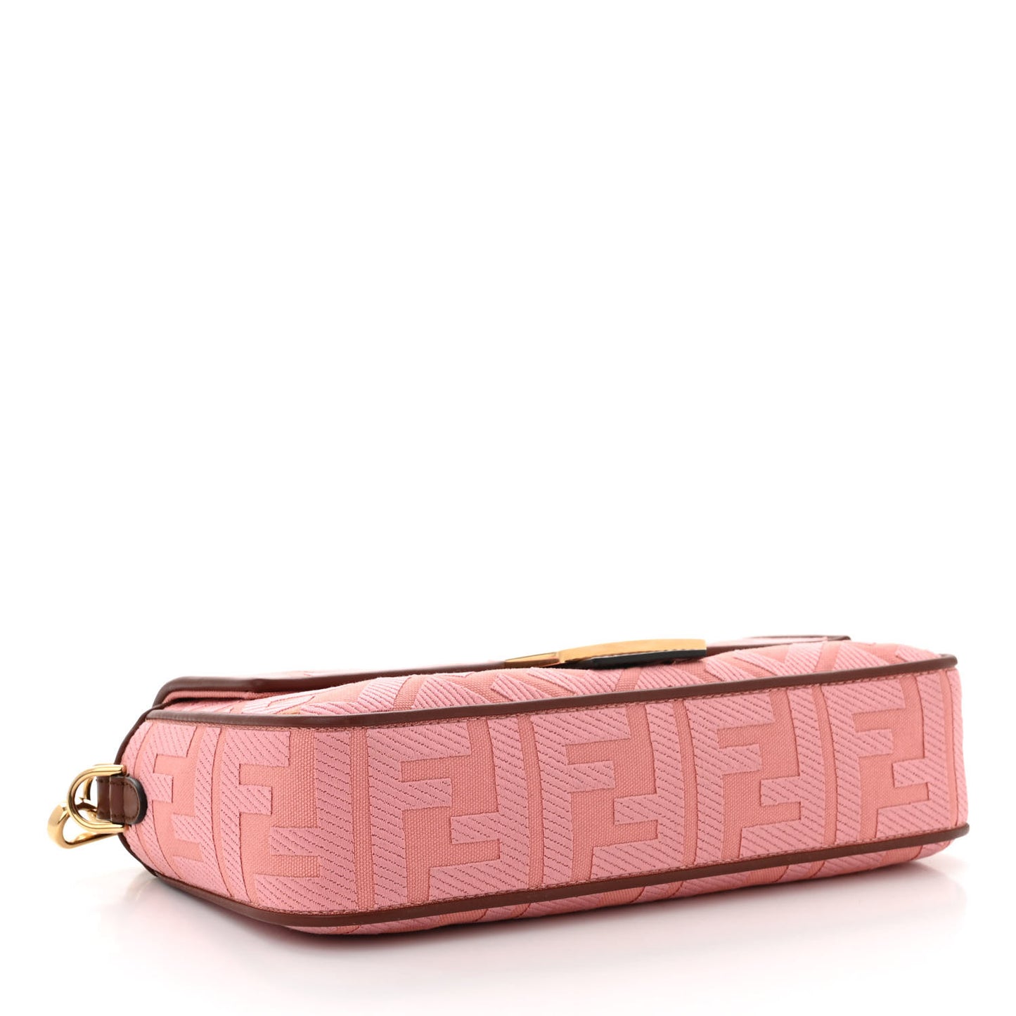 Canvas Vitello King FF Embroidered Baguette Rosa Praline