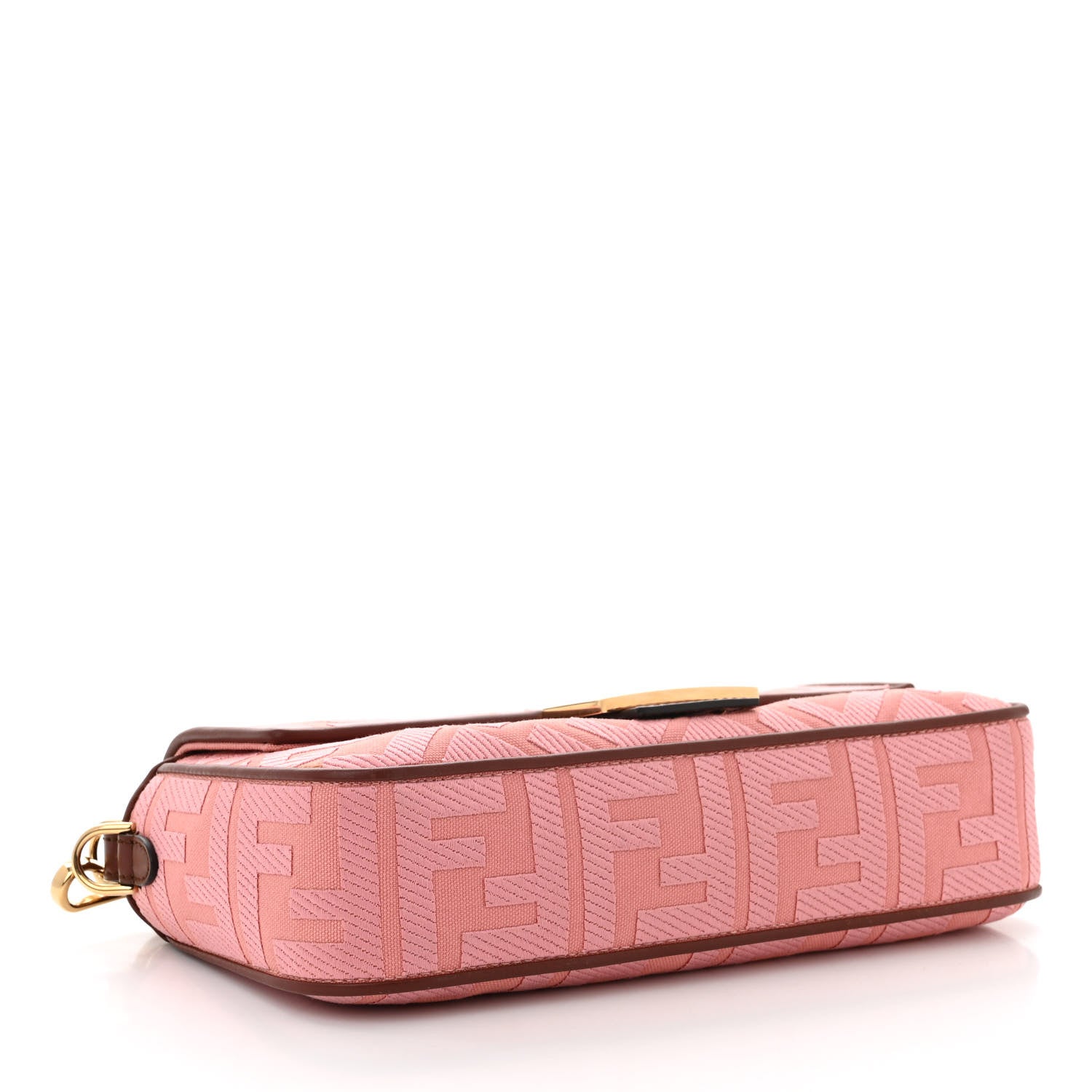 Fendi Canvas Vitello King FF Embroidered Baguette Rosa Praline 4 of 9