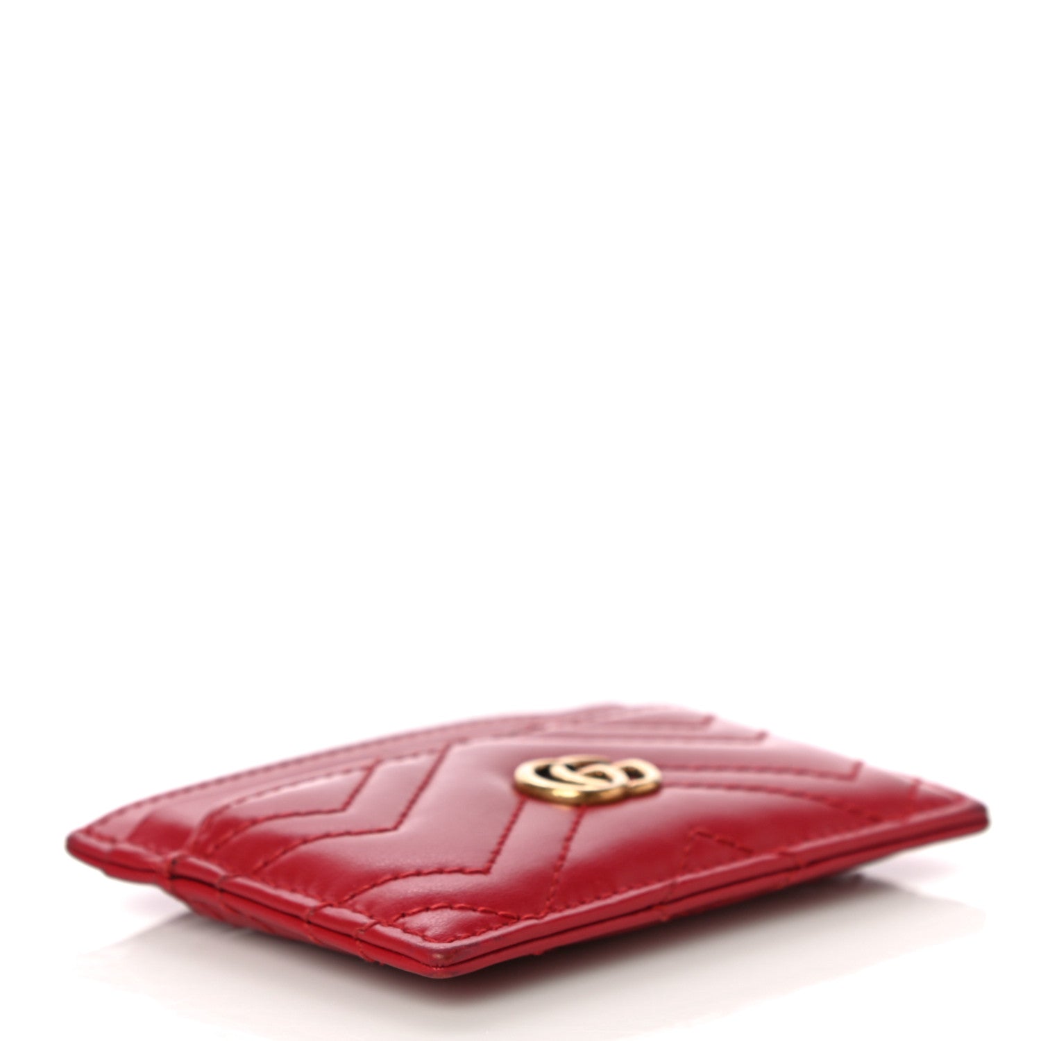 Gucci Calfskin Matelasse GG Marmont Card Holder Hibiscus Red 4 of 10