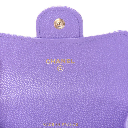 Chanel Caviar Quilted Flap Card Holder Wallet Purple 8 of 11