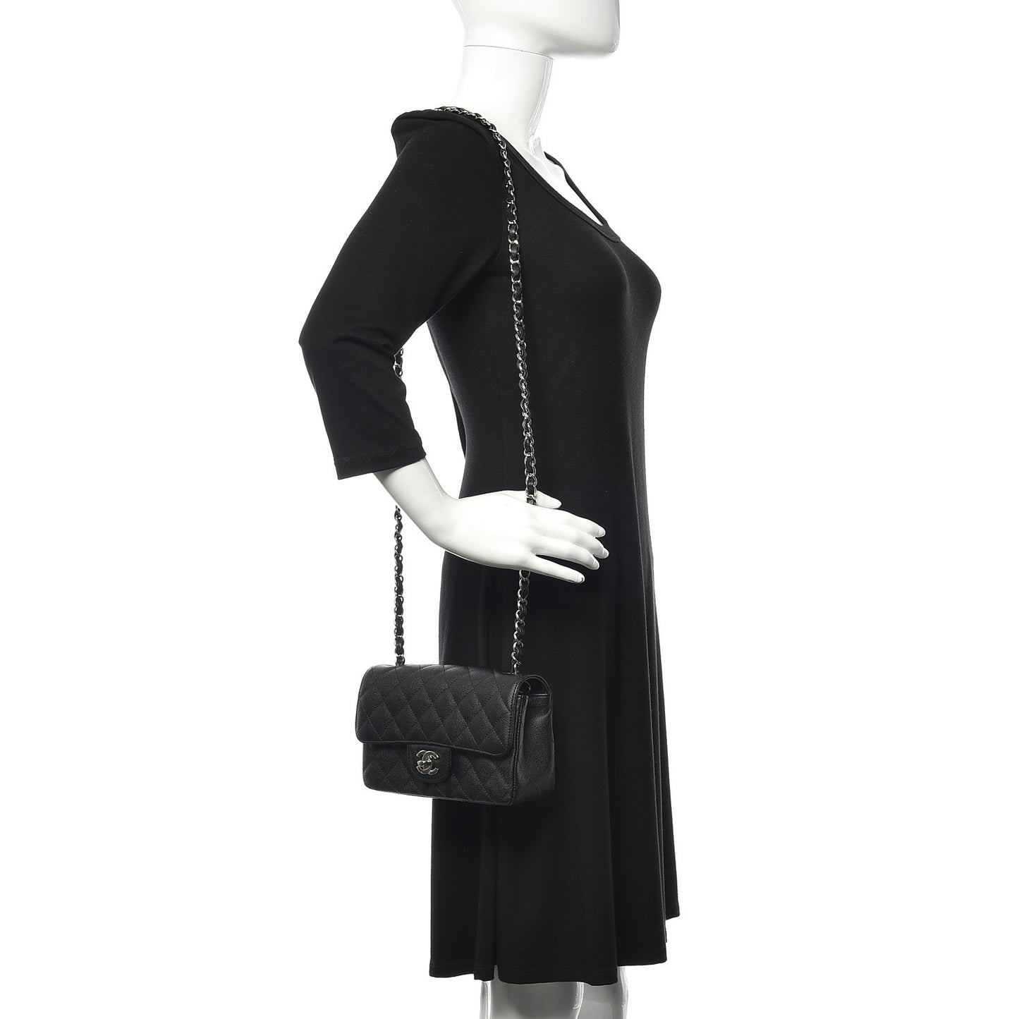 Caviar Quilted Mini Rectangular Flap Black