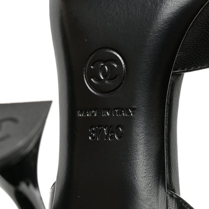 Chanel Lambskin Velvet Cap Toe Logo Pumps 37.5 Black 9 of 9