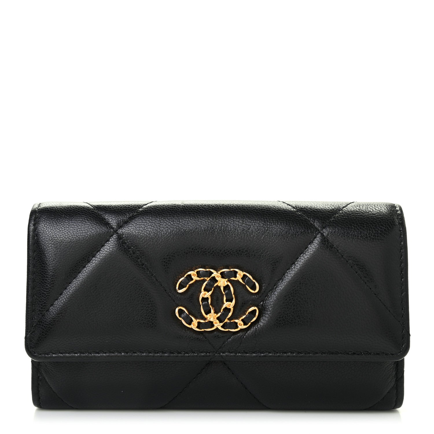 Chanel Lambskin Quilted Chanel 19 Flap Wallet Black 1 of 8