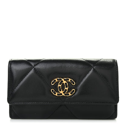 Chanel Lambskin Quilted Chanel 19 Flap Wallet Black 1 of 8